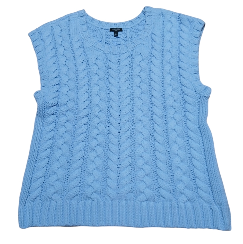 Talbots Women's Size XL Sleeveless Sky Blue Knit Top - Picture 1 of 7